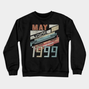 Born In MAY 1999 210th Years Old Retro Vintage Birthday Crewneck Sweatshirt